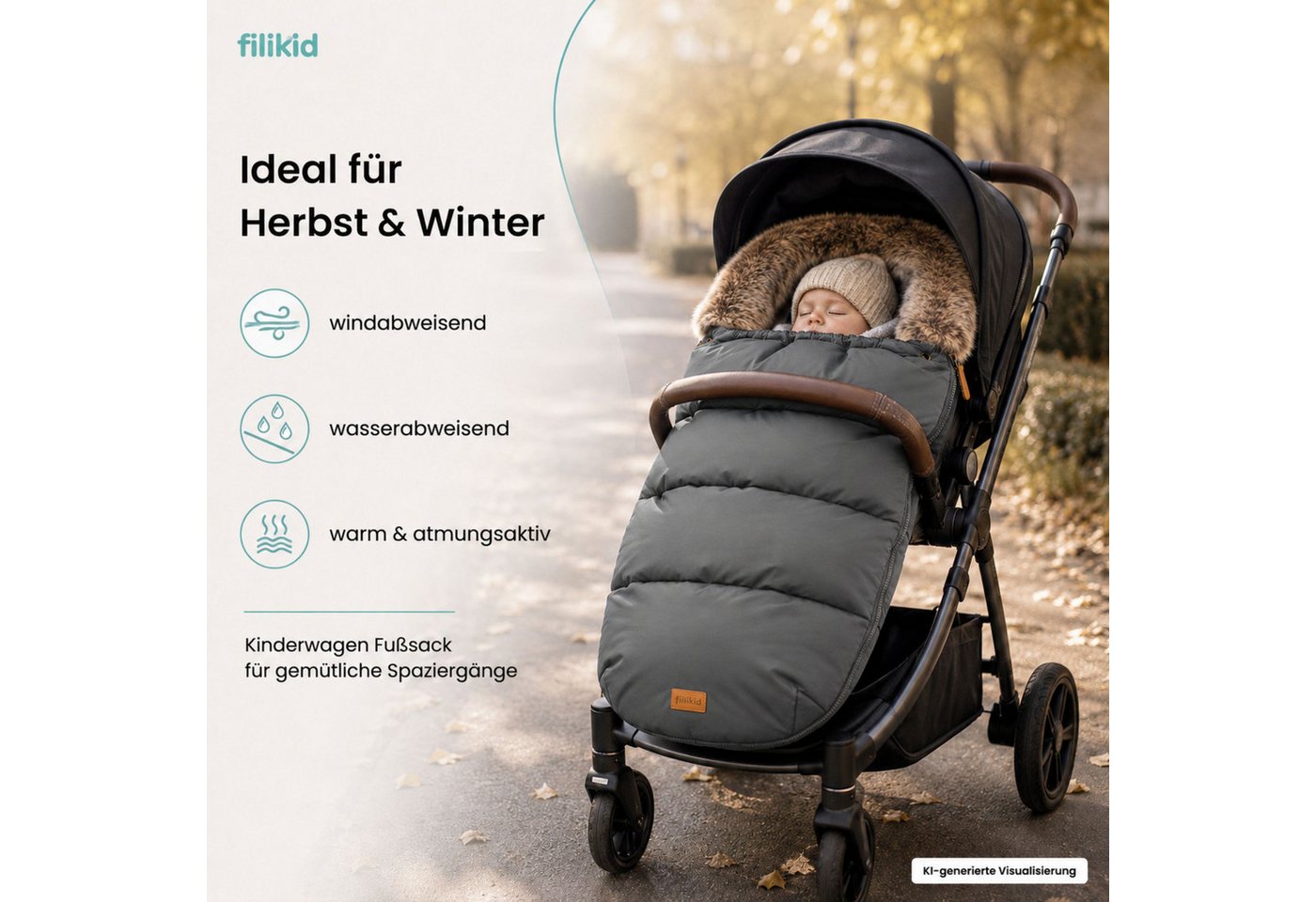 Kinderhaus Blaubaer Fußsack Winterfußsack Manaslu TOP, warmer Winterfußsack waschbar mit Rundum Reißverschluss und Bild 3