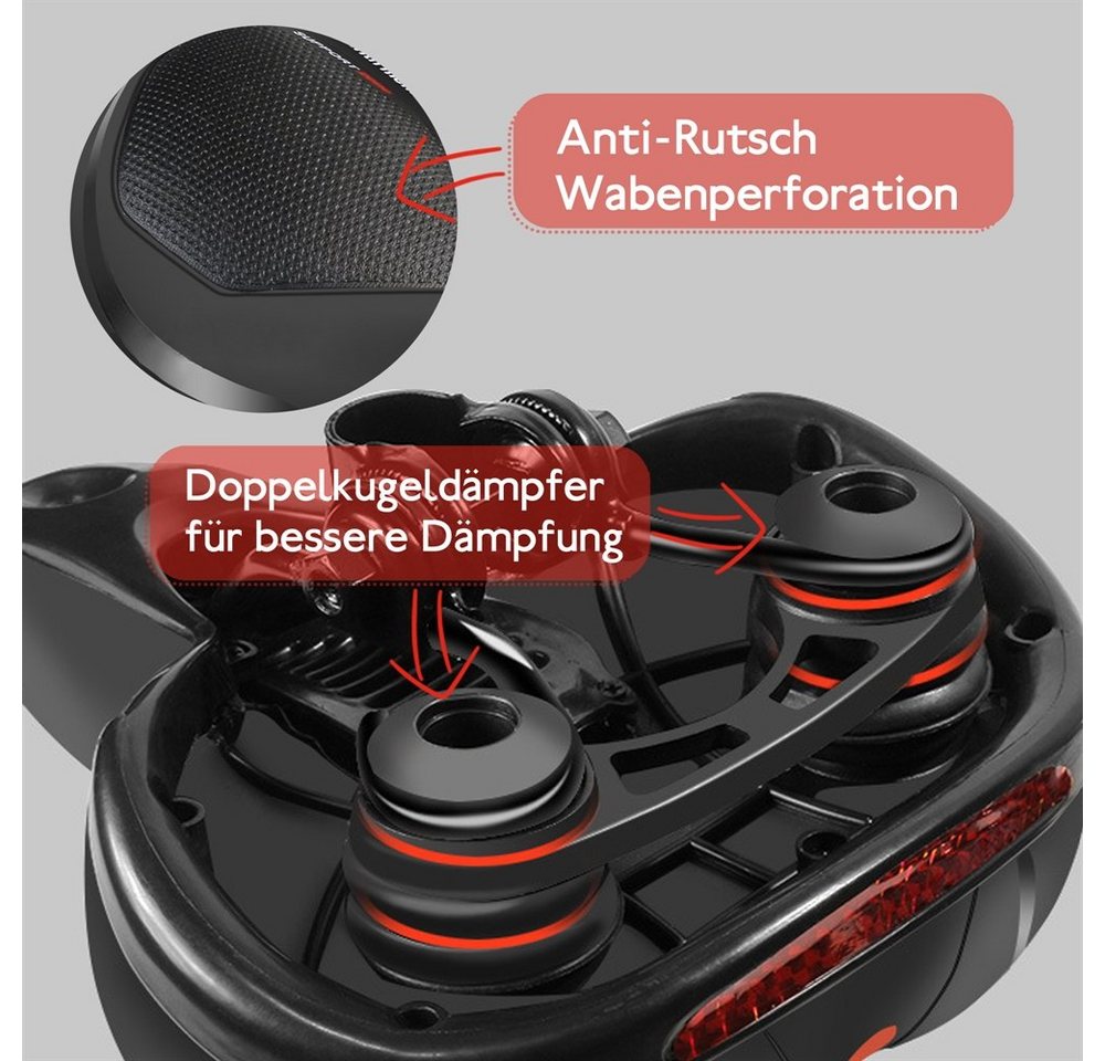 Feel2Home Fahrradsattel Fahrradsattel Ergonomischer Sitz Gel Schaum Rückstrahler rot und blau (mit Sattelbezug), Atmungsaktiv Bild 2
