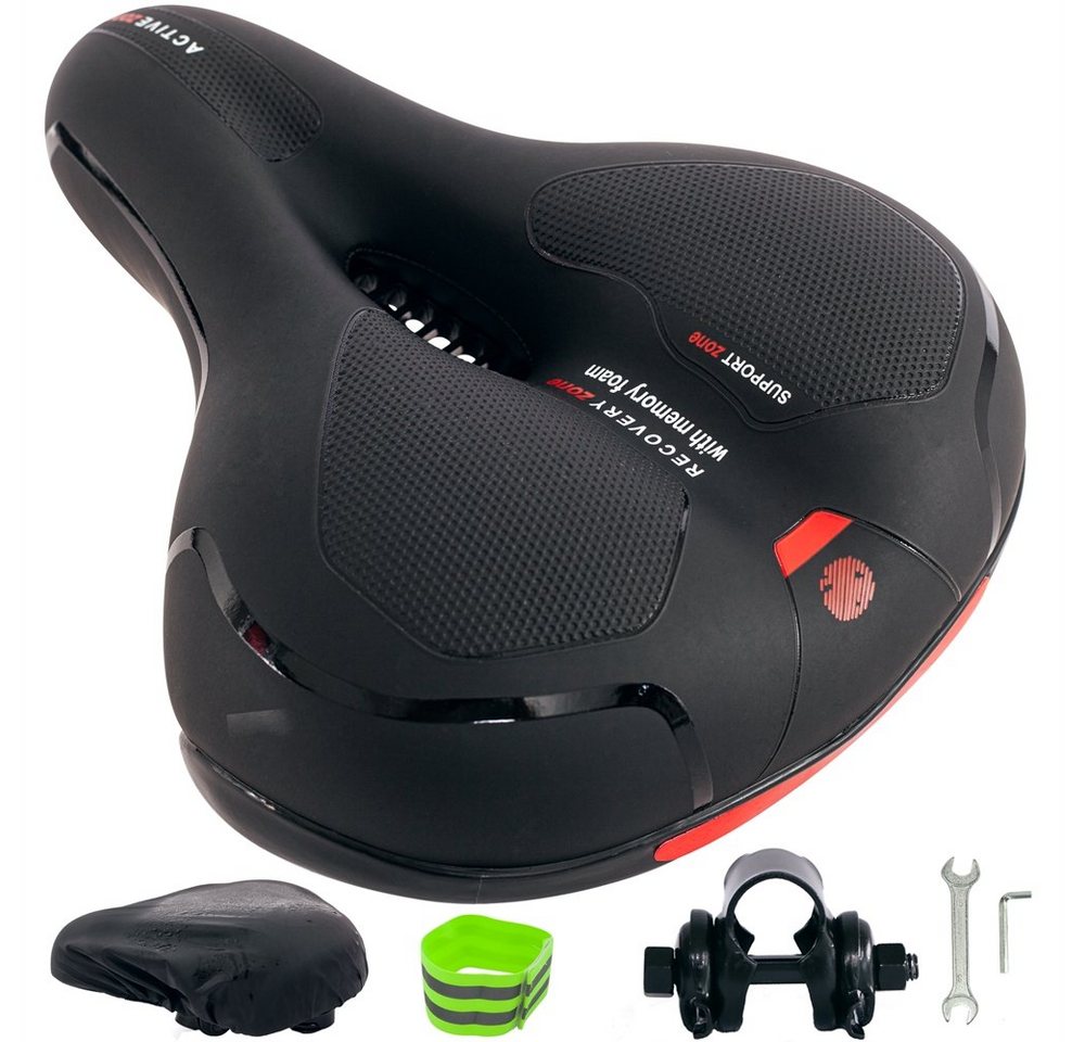 Feel2Home Fahrradsattel Fahrradsattel Ergonomischer Sitz Gel Schaum Rückstrahler rot und blau (mit Sattelbezug), Atmungsaktiv Bild 4