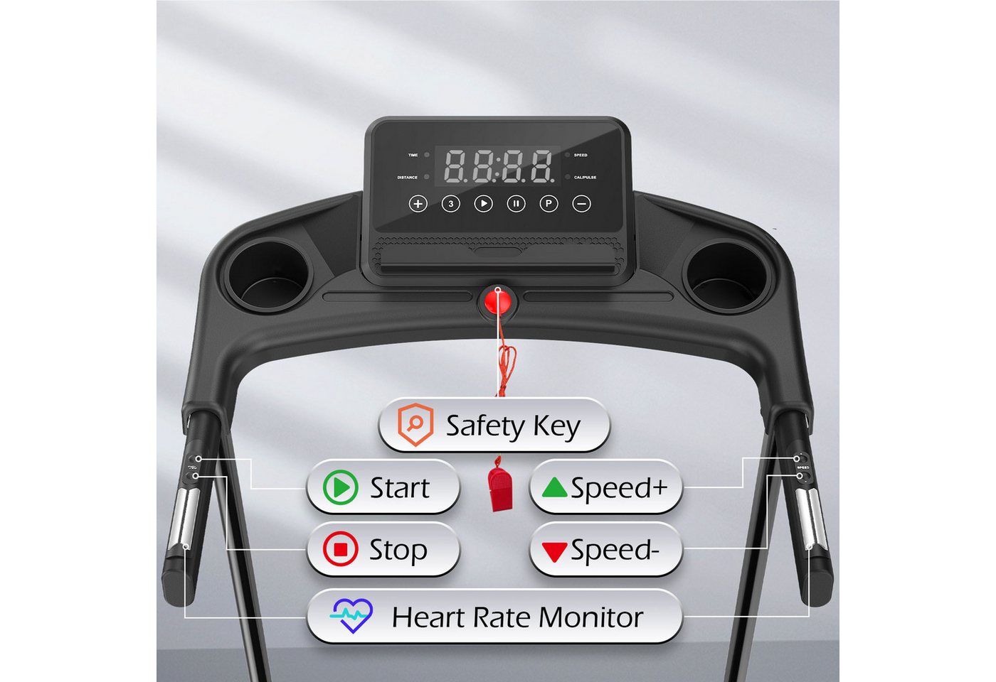 BIGZZIA Laufband – 4-in-1-Elektrolaufband - Klappbares Laufbänder (Motor 3, 0 PS - Fläche 39 x103 cm - ultrakompakt), - 1–12 km/h einstellbar - Mit App und Bluetooth - Bis 120 kg