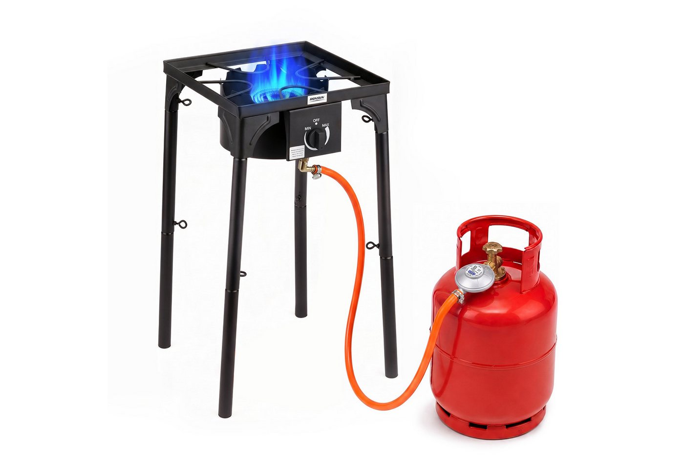 VINGLI Gaskocher Camping Hockerkocher Tragbarer mit Brennerkopf, Höhenverstellbar, (1 Brennner), 4,6 kW 50 mbar, ideal für Garten, Camping & Nachtmarkt Bild 5