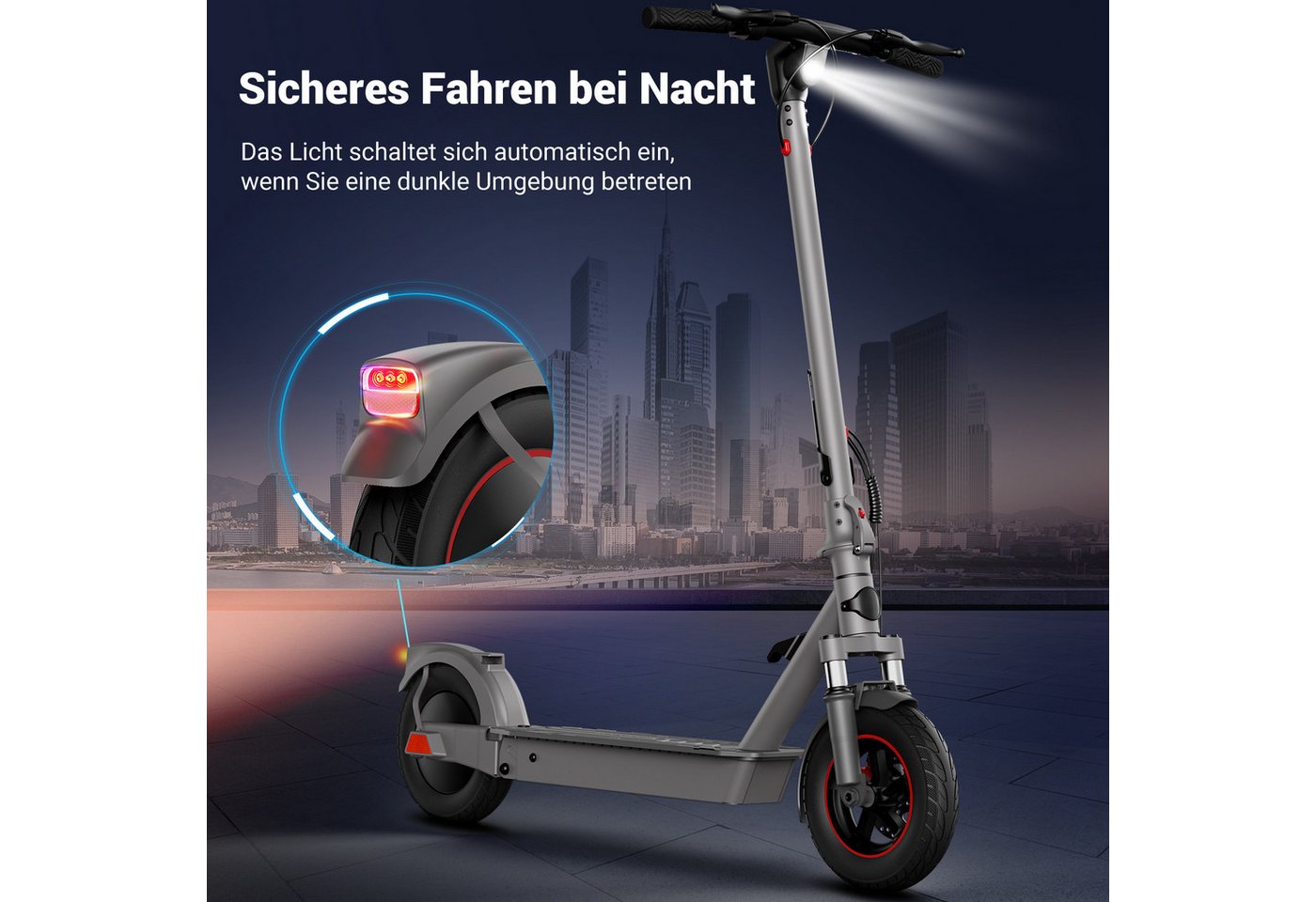SISIGAD E-Scooter 10'' Elektroroller Erwachsene, 20 km/h, 42 km Reichweite, 36V 10,4Ah, (Inklusive Schutzbleche), Faltbarer E-Scooter mit Bluetooth App, Vorder- und Hinterradfederung Bild 2