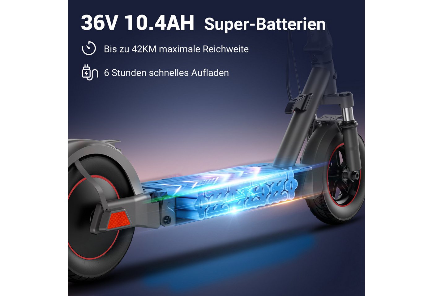 SISIGAD E-Scooter 10'' Elektroroller Erwachsene, 20 km/h, 42 km Reichweite, 36V 10,4Ah, (Inklusive Schutzbleche), Faltbarer E-Scooter mit Bluetooth App, Vorder- und Hinterradfederung Bild 5