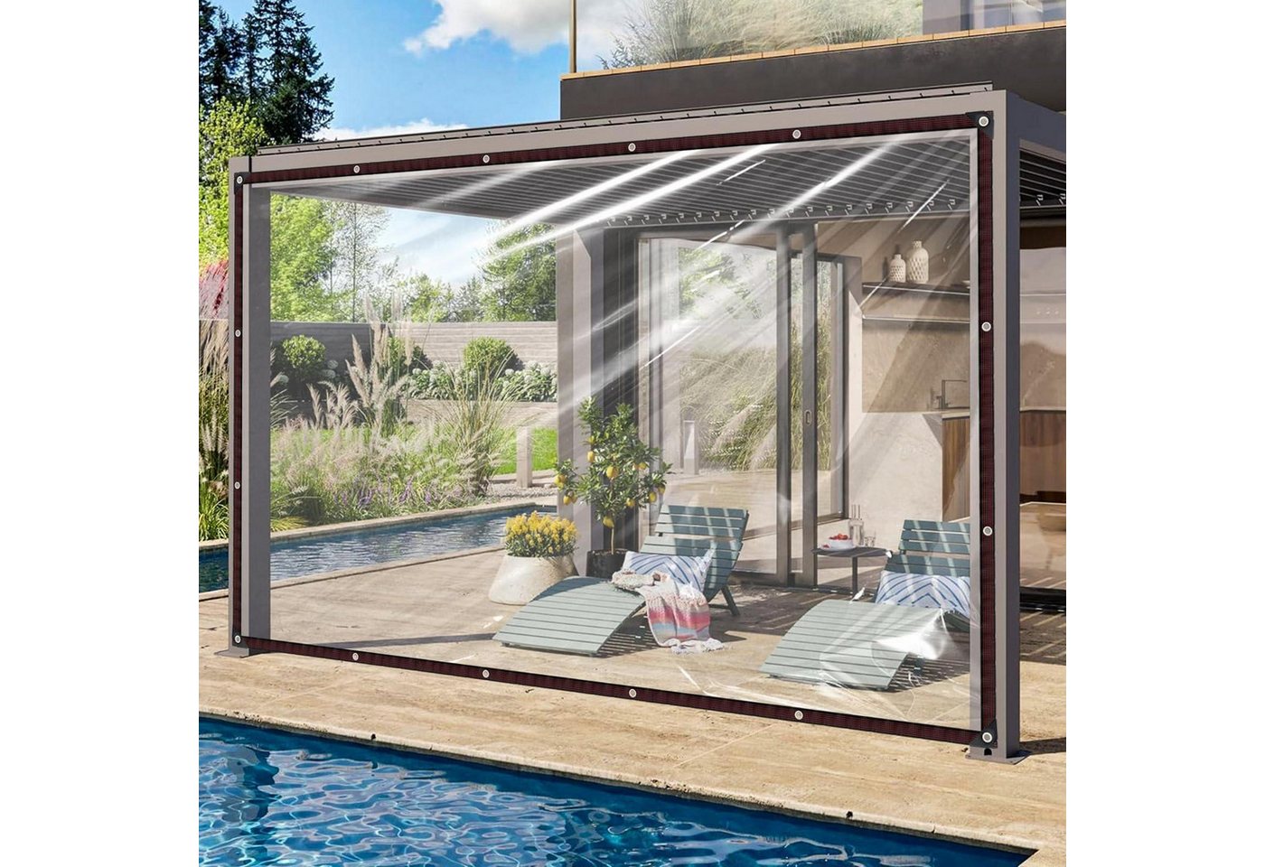 LuxusKollektion Schutzplane Plane Transparent mit Ösen 2x2m (2-St) Bild 2