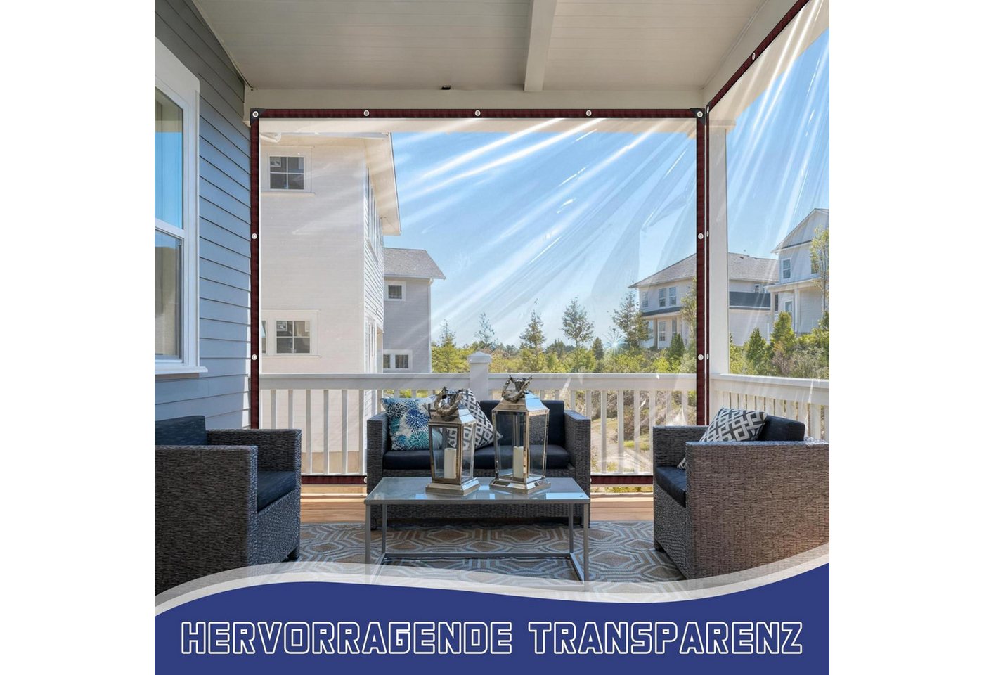LuxusKollektion Schutzplane Plane Transparent mit Ösen 2x2m (2-St) Bild 3