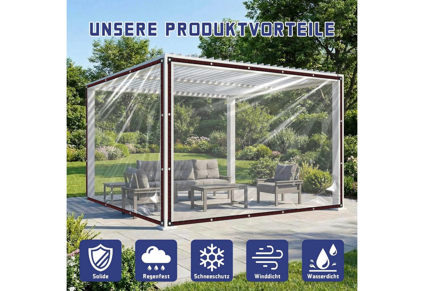 LuxusKollektion Schutzplane Plane Transparent mit Ösen 2x2m (2-St) Bild 4