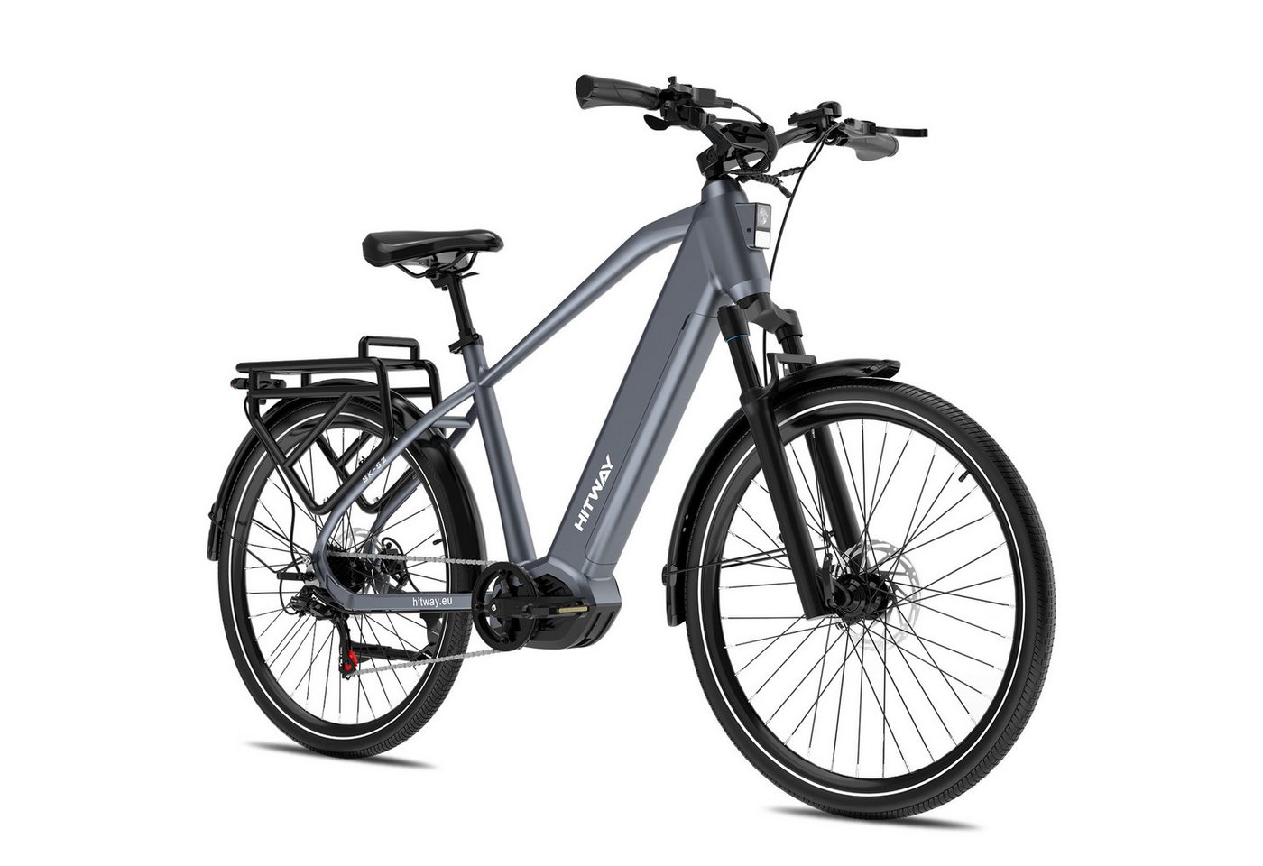 HITWAY E-Bike Cityrad Bis zu 175 km, 2h Schnellladen, 250W Nennleistung, 120 Nm, 720 Wh, 7 Gang, Kettenschaltung, Mittelmotor, 720 Wh, 750W Spitzenleistung, Drehmomentsensor, Lockout-Gabel, Hydr. Bremsen Bild 3