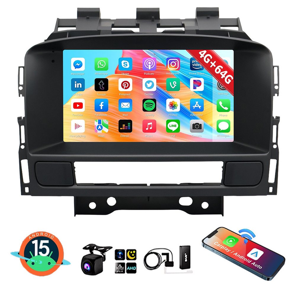 ESSGOO DAB+ 64G Android 15 Carplay Für Opel Astra J 2010-2014 GPS Navi WiFi Autoradio (4+64GB(optional), DAB+ (optional), RDS, AM, FM, Carplay Android Auto Bluetooth EQ USB GPS Navi WIFI Touchscreen) Bild 5