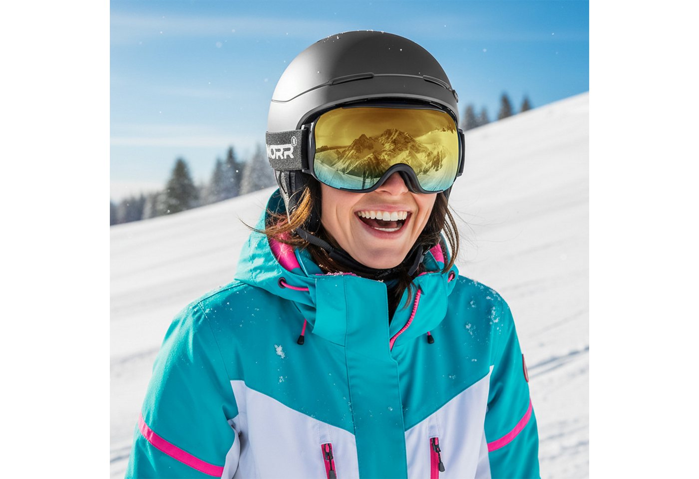 SCHNORR Sportbrille Schnorr Skibrille Kryos - Sphärisch, Gold (S3), Full REVO, Anti-Fog, (1-St), Full REVO-Beschichtung Gold (S3)