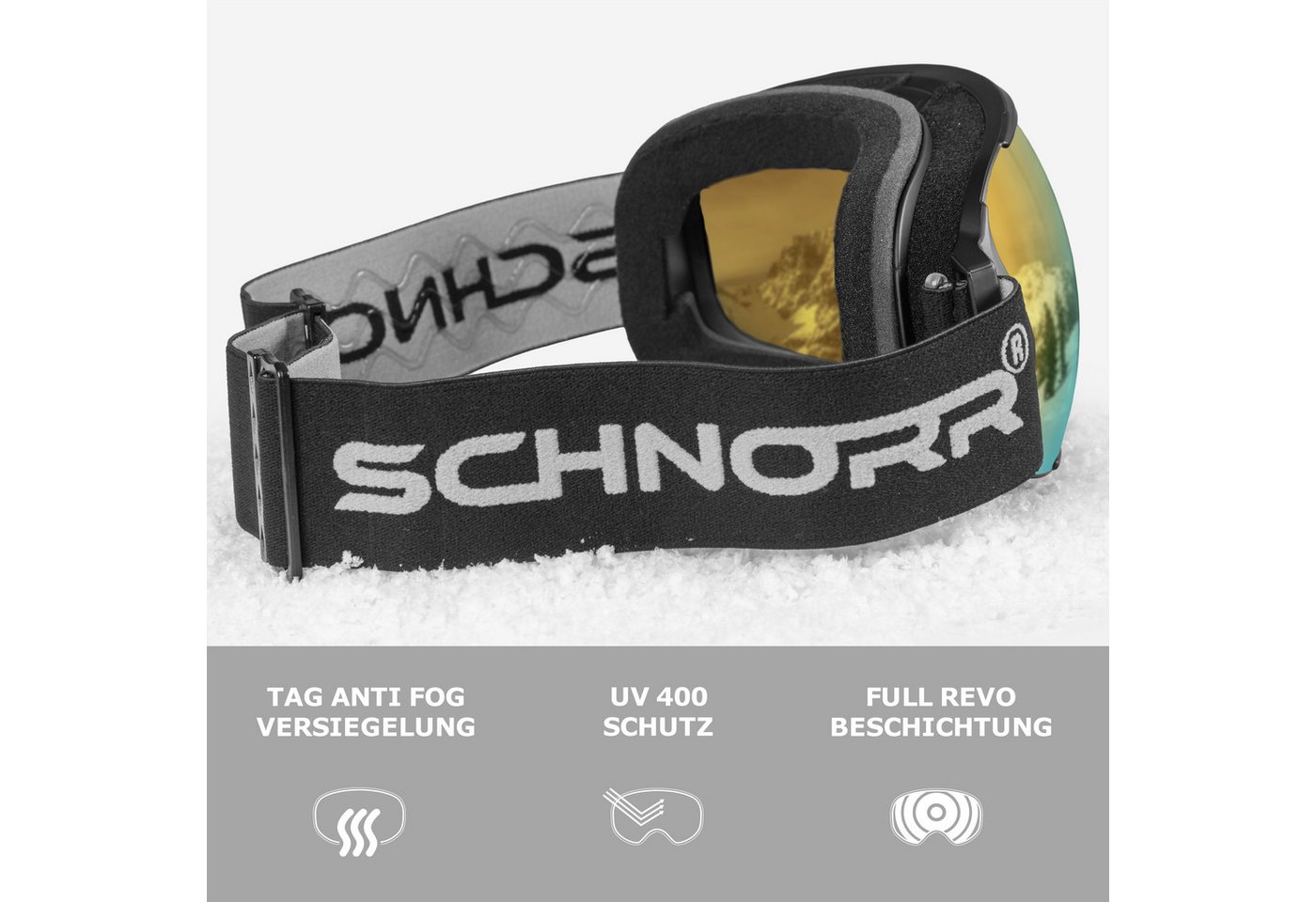 SCHNORR Sportbrille Schnorr Skibrille Kryos - Sphärisch, Gold (S3), Full REVO, Anti-Fog, (1-St), Full REVO-Beschichtung Gold (S3) Bild 3