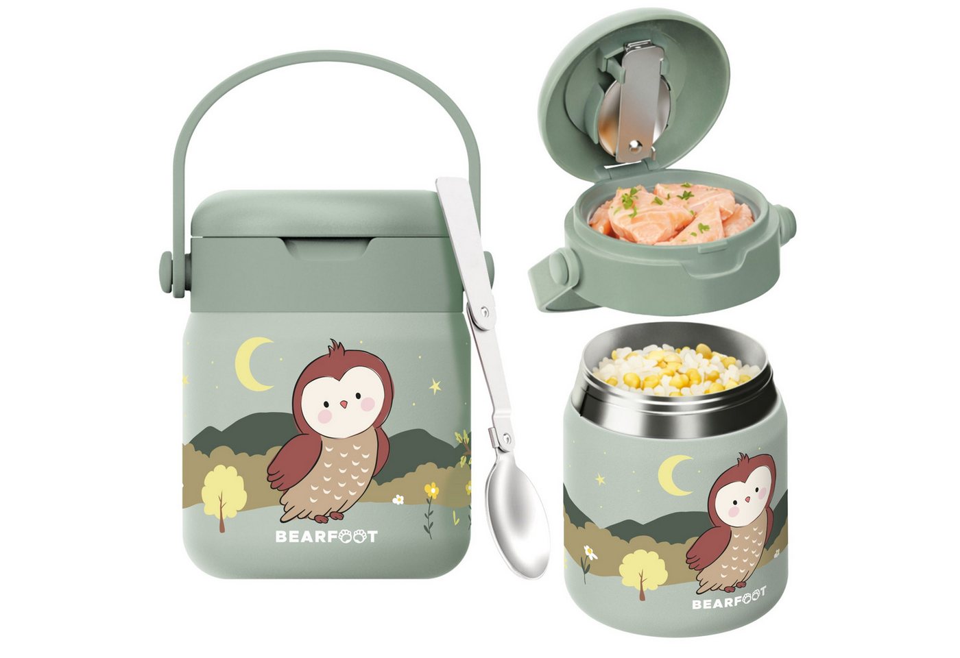 BEARFOOT Trinkflasche Thermobehälter Kinder Edelstahl - Eule Sabei, Thermobehälter, auslaufsicher, Edelstahl, Food jar, BPA-frei Bild 5