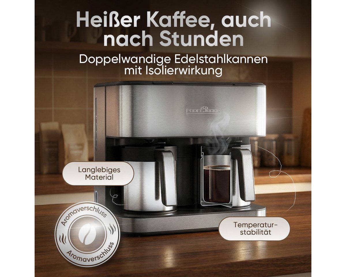 ProfiCook Filterkaffeemaschine PC-KAD 1307, Bis zu 24 Tassen, 2 Kannen, Einzel-/Kombibetrieb Bild 5