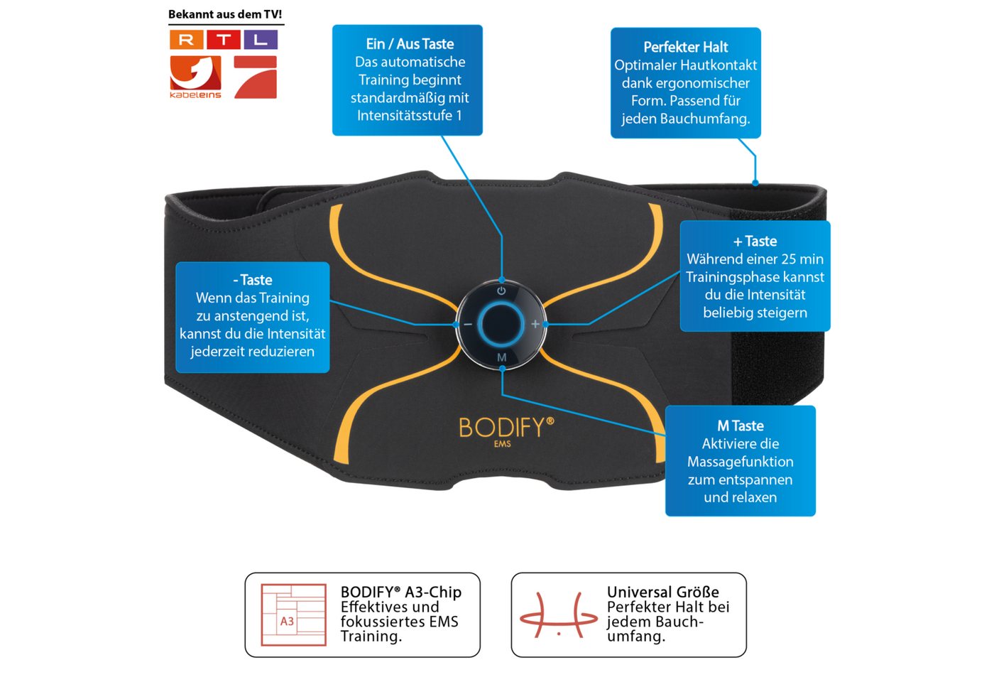 BODIFY EMS-Bauchmuskeltrainer Pro - EMS Trainer - Gezielte Stimulation der Bauch Muskulatur Bild 3