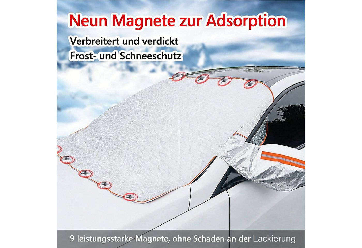 wohnTRAUM24 Frontscheibenabdeckung Frontscheibenabdeckung, Ultra-Dick Auto Scheibenabdeckung Magnetische, 147 x 100 cm, Windschutzscheibe Abdeckung Faltbare, FüR Die Gegen Schnee, EIS, Fros