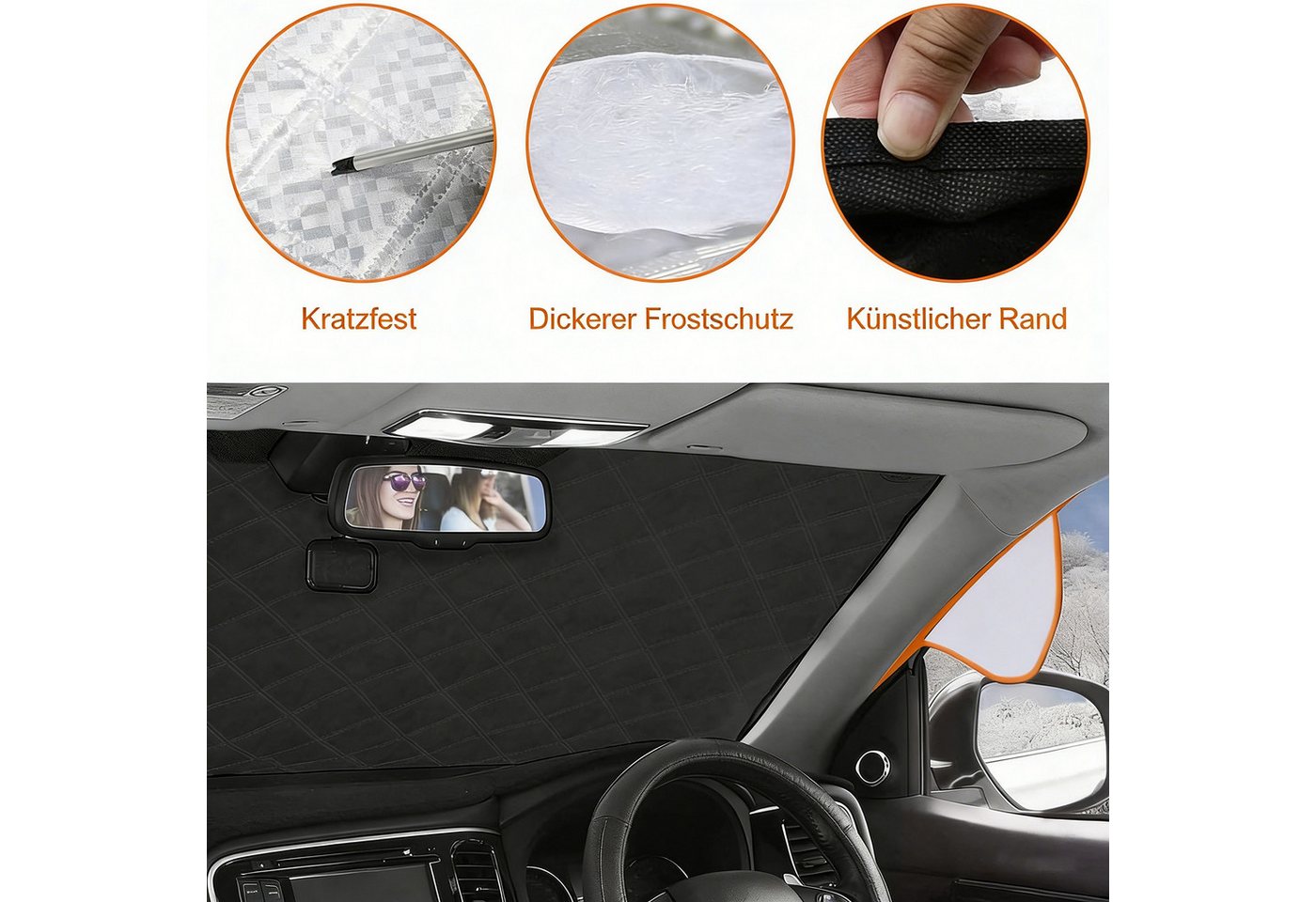 wohnTRAUM24 Frontscheibenabdeckung Frontscheibenabdeckung, Ultra-Dick Auto Scheibenabdeckung Magnetische, 147 x 100 cm, Windschutzscheibe Abdeckung Faltbare, FüR Die Gegen Schnee, EIS, Fros Bild 2