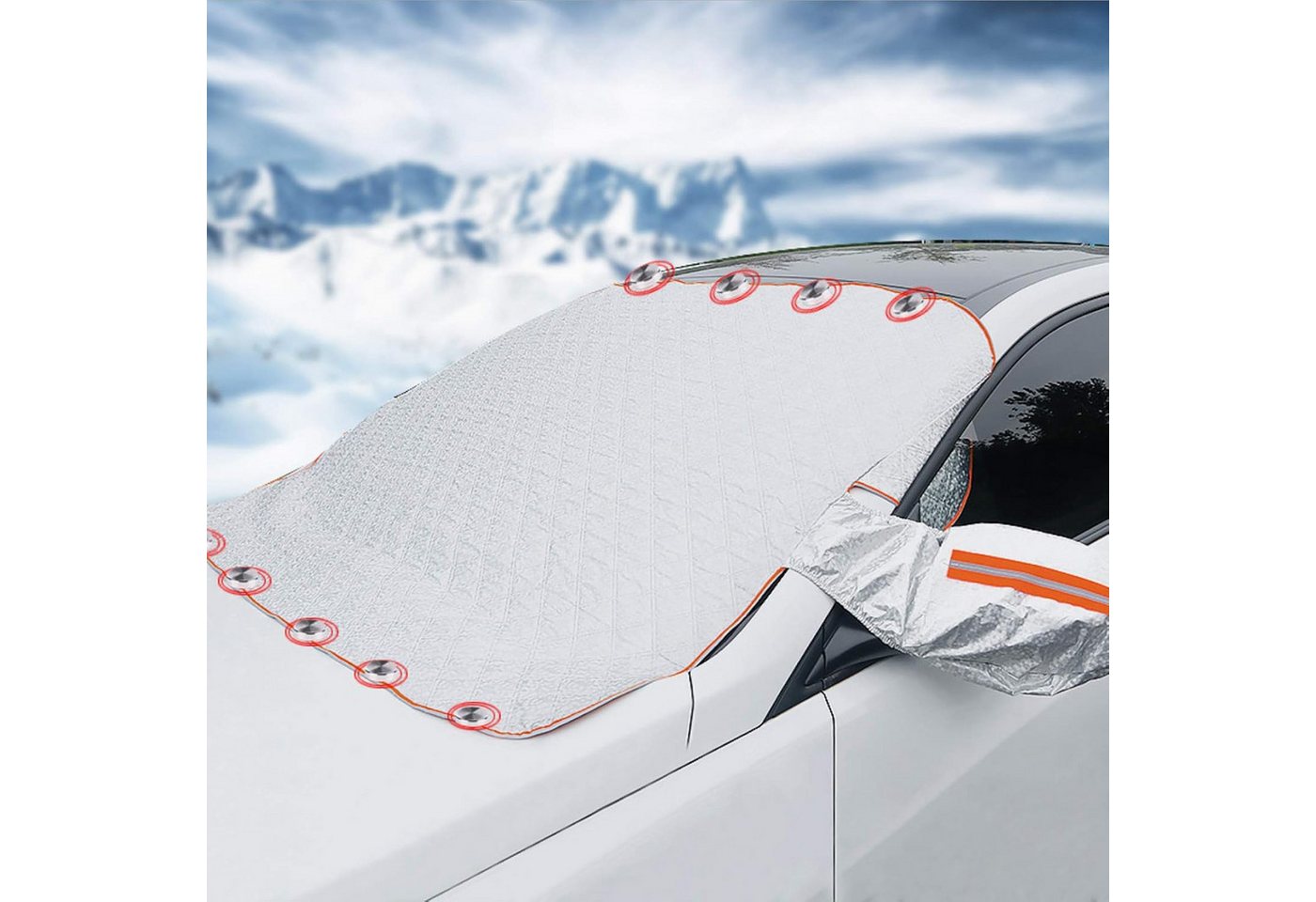 wohnTRAUM24 Frontscheibenabdeckung Frontscheibenabdeckung, Ultra-Dick Auto Scheibenabdeckung Magnetische, 147 x 100 cm, Windschutzscheibe Abdeckung Faltbare, FüR Die Gegen Schnee, EIS, Fros Bild 3