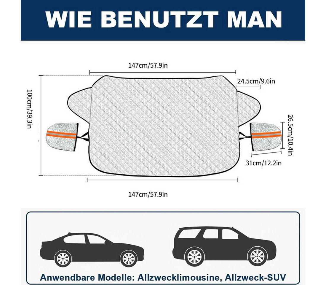 wohnTRAUM24 Frontscheibenabdeckung Frontscheibenabdeckung, Ultra-Dick Auto Scheibenabdeckung Magnetische, 147 x 100 cm, Windschutzscheibe Abdeckung Faltbare, FüR Die Gegen Schnee, EIS, Fros Bild 5