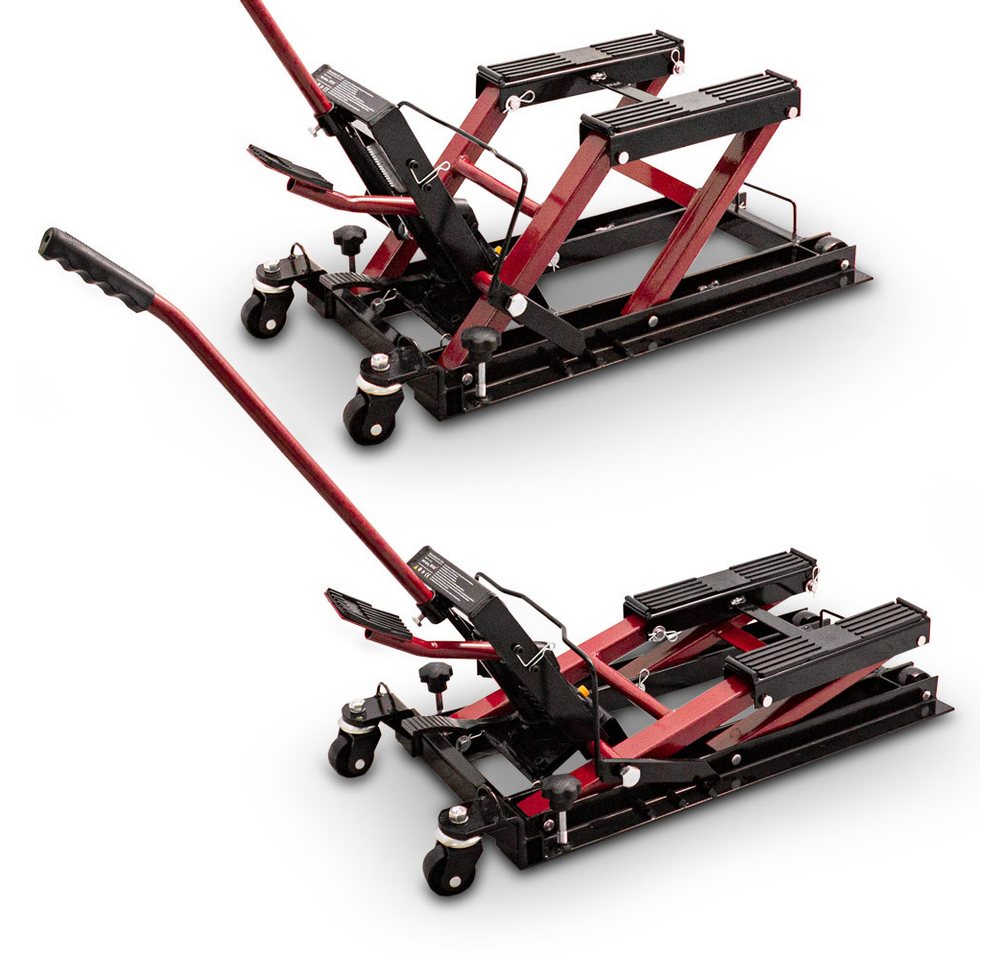 Bituxx Motorradheber hydraulisch 11,5-37,5cm bis 680kg Rot, max. Hubhöhe: 37.5 cm, MS-19734
