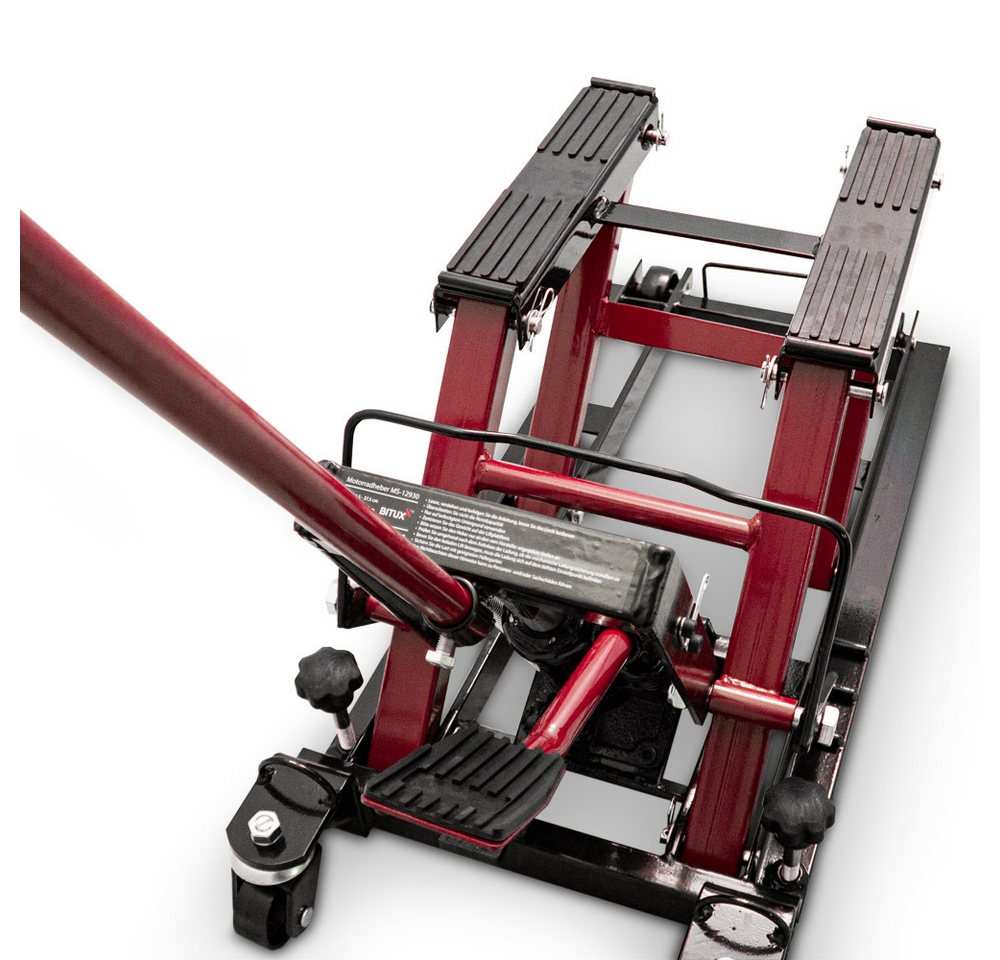 Bituxx Motorradheber hydraulisch 11,5-37,5cm bis 680kg Rot, max. Hubhöhe: 37.5 cm, MS-19734 Bild 2