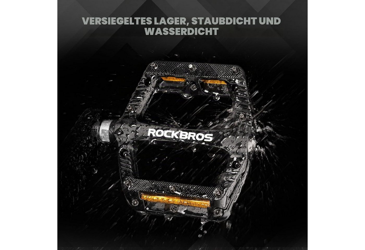 ROCKBROS Fahrradpedale Flat Pedale mit Eisenstiften, Leichtes Nylon, 11,5cm für MTB, E-Bike