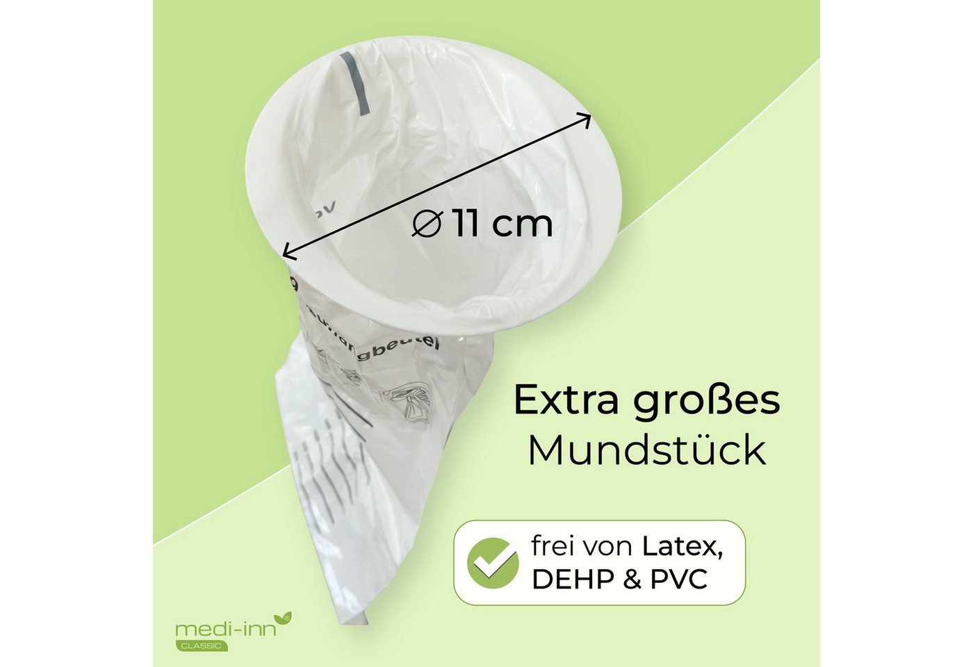 Medi-Inn CLASSIC Spucktuch Auffangbeutel Plus, Brechbeutel, Spuckbeutel, 1500 ml, (25-tlg), mit Mundstück Bild 3
