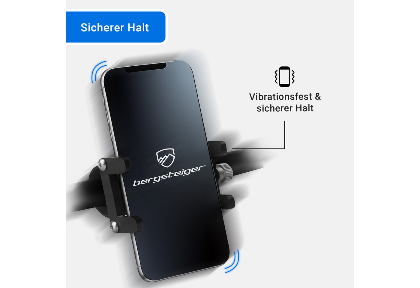 bergsteiger Fahrrad-Kartenhalter Handyhalterung Fahrrad & E-Bike aus Aluminium, (bis 6,8 Zoll, sicherer Halt für Lenker 25–32 mm, kompatibel mit iPhone, Samsung uvm)