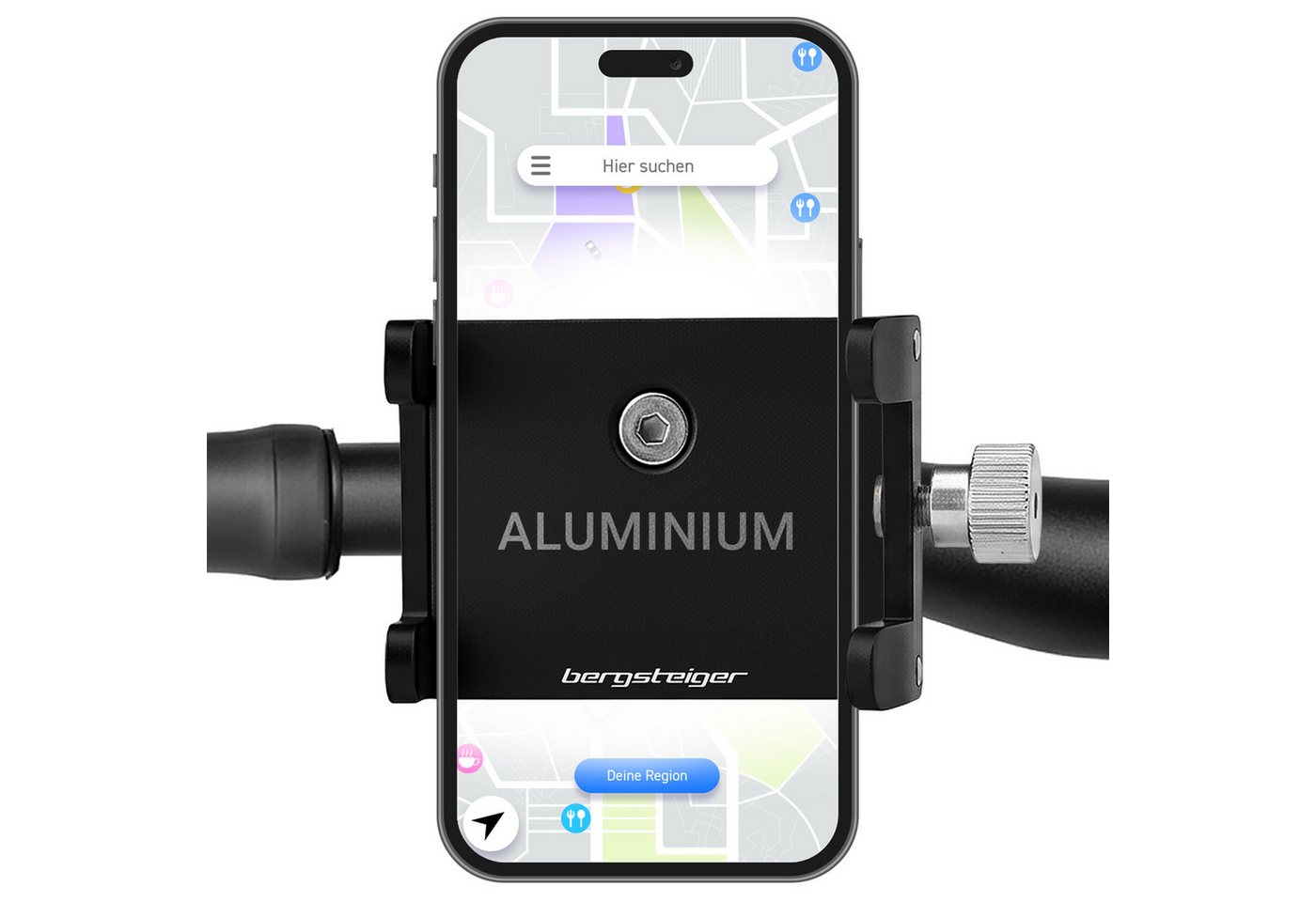 bergsteiger Fahrrad-Kartenhalter Handyhalterung Fahrrad & E-Bike aus Aluminium, (bis 6,8 Zoll, sicherer Halt für Lenker 25–32 mm, kompatibel mit iPhone, Samsung uvm) Bild 2