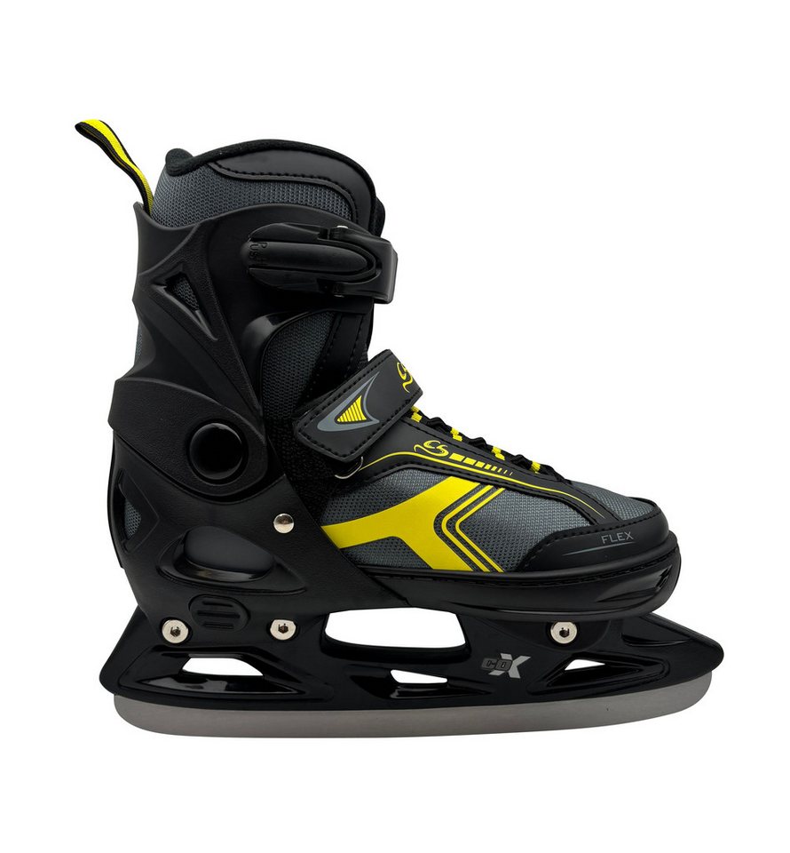 Cox Swain Schlittschuhe POLAR – größenverstellbar, Softboot – Grey/Yellow – M (37-40), Verstellbare Schlittschuhe mit Edelstahlkufen