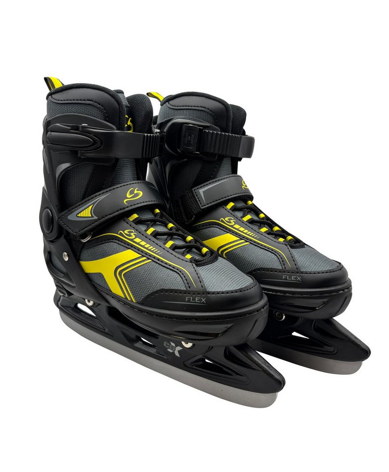 Cox Swain Schlittschuhe POLAR – größenverstellbar, Softboot – Grey/Yellow – M (37-40), Verstellbare Schlittschuhe mit Edelstahlkufen Bild 2