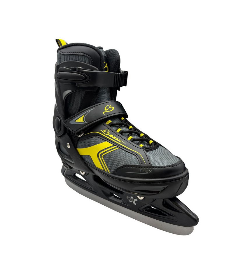 Cox Swain Schlittschuhe POLAR – größenverstellbar, Softboot – Grey/Yellow – M (37-40), Verstellbare Schlittschuhe mit Edelstahlkufen Bild 3