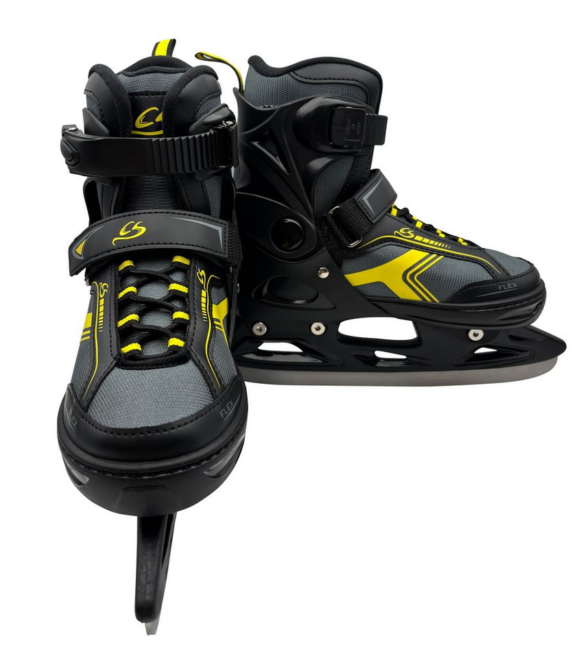 Cox Swain Schlittschuhe POLAR – größenverstellbar, Softboot – Grey/Yellow – M (37-40), Verstellbare Schlittschuhe mit Edelstahlkufen Bild 5