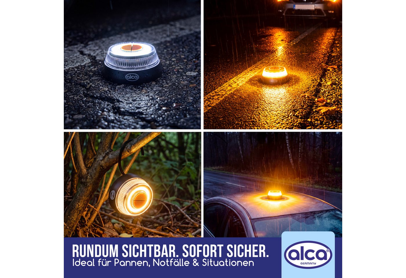 alca LED-Warndreieck Warnleuchte LED V16 100lm 360° Notlicht Blinklicht Magnet IP54 (1-St)