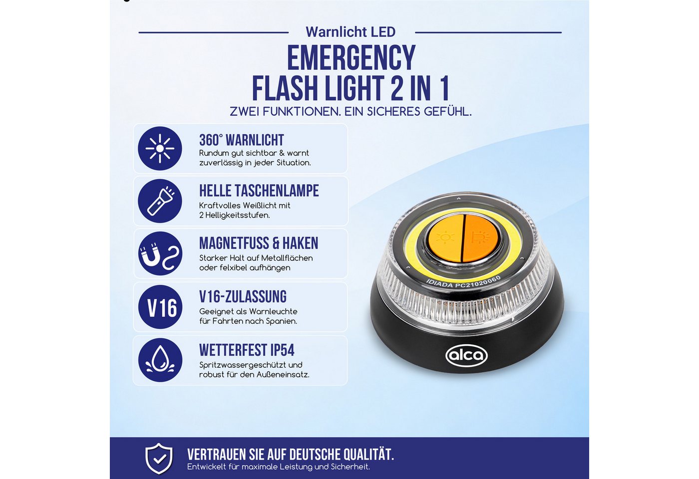 alca LED-Warndreieck Warnleuchte LED V16 100lm 360° Notlicht Blinklicht Magnet IP54 (1-St) Bild 2
