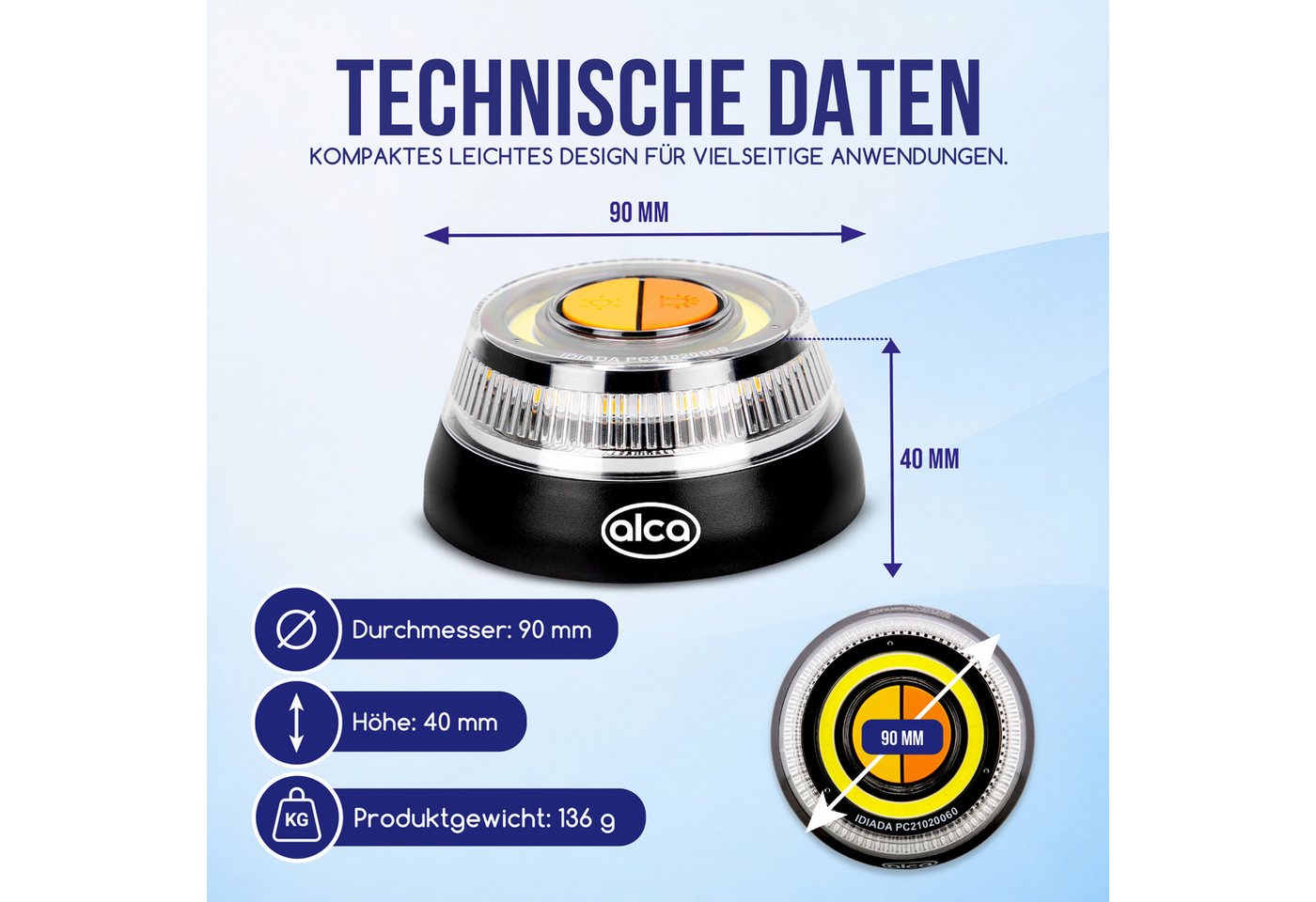 alca LED-Warndreieck Warnleuchte LED V16 100lm 360° Notlicht Blinklicht Magnet IP54 (1-St) Bild 4