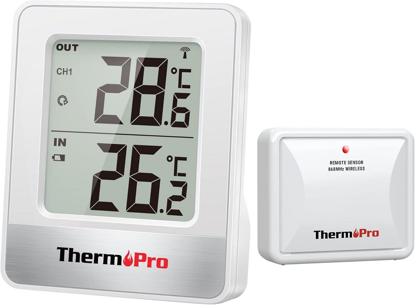 ThermoPro Raumthermometer TP200C, Funk, Innen- und Außentemperatur, drei Sensorkanäle Bild 4