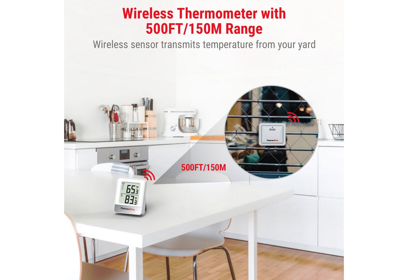 ThermoPro Raumthermometer TP200C, Funk, Innen- und Außentemperatur, drei Sensorkanäle Bild 5