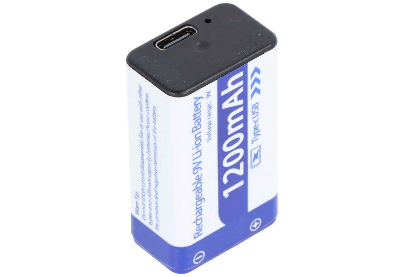 AccuCell 9V Akkublock mit USB-C Ladeanschluss, Li-ion, 7,4V, 1200mAh, 8,9 Wh Akku 1200 mAh (9,0 V) Bild 5