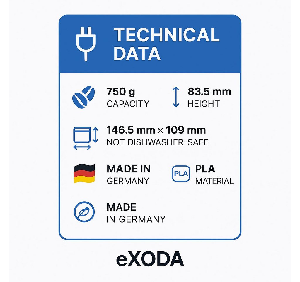eXODA Kaffeevollautomat eXODA Bohnenbehälter für Siemens EQ9plus, Erweiterung für mehr als doppelte Füllmenge (750 g)