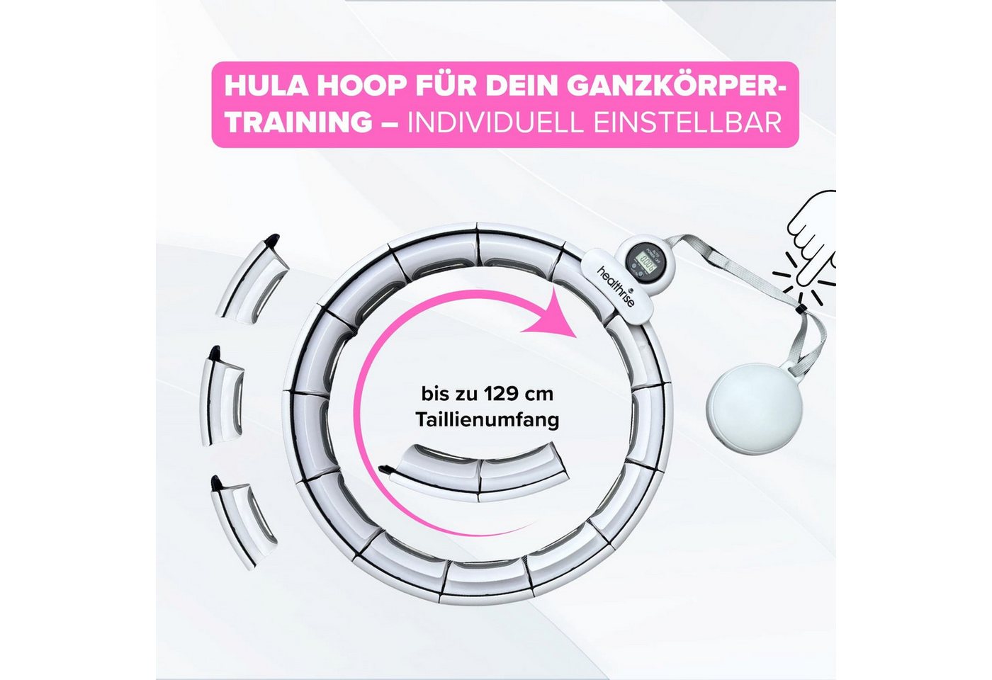 Health Rise Hula-Hoop-Reifen Health Rise Smart Hula Hoop 72 - 129 cm Zähler Bauchgurt Bild 2