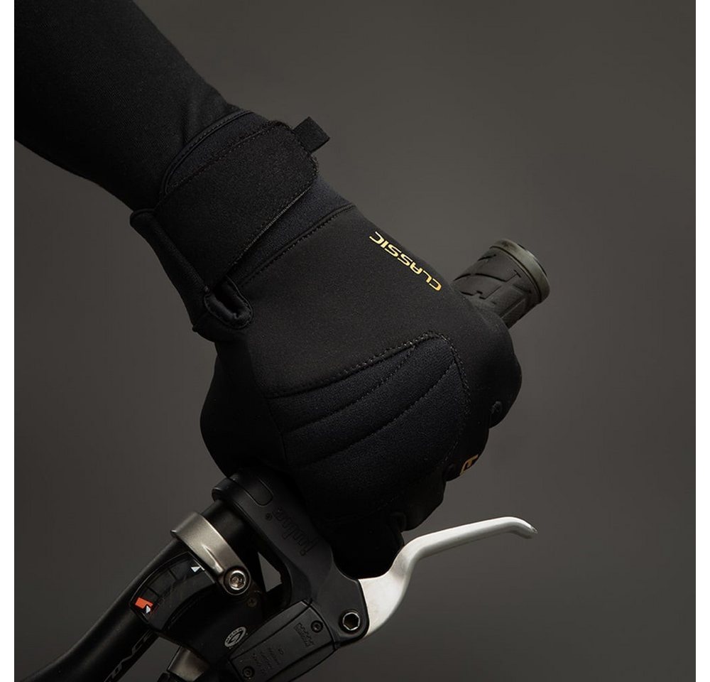 Chiba Fahrradhandschuhe Classic - winddichter Softshell - schwarz/gold - 1 Paar Bild 2
