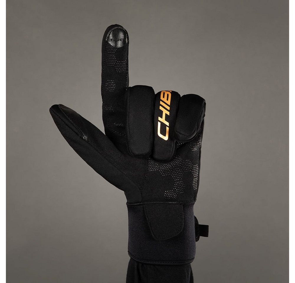 Chiba Fahrradhandschuhe Classic - winddichter Softshell - schwarz/gold - 1 Paar Bild 4