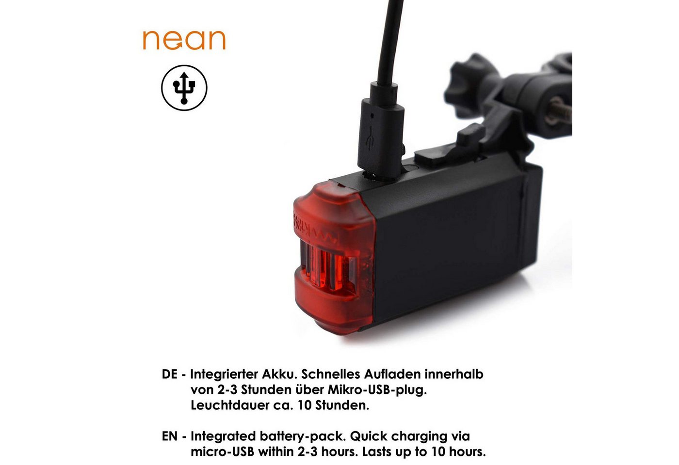 nean Fahrrad-Rücklicht mit Akku und StVZO-Zulassung, 8 Candela, mit Halterung, abnehmbar Bild 4