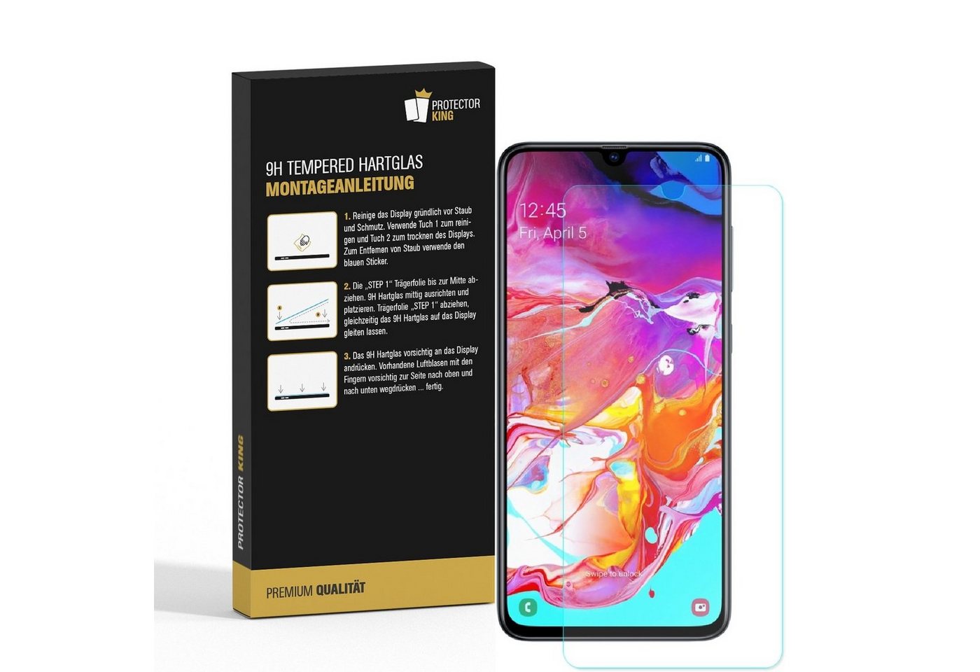Protectorking Schutzfolie 1x 9H Panzerglas für Samsung Galaxy A10 Displayschutz Panzerfolie, (1-Stück), Displayschutzglas, Schutzglas Echtglas Tempered 9H Härte HD-KLAR