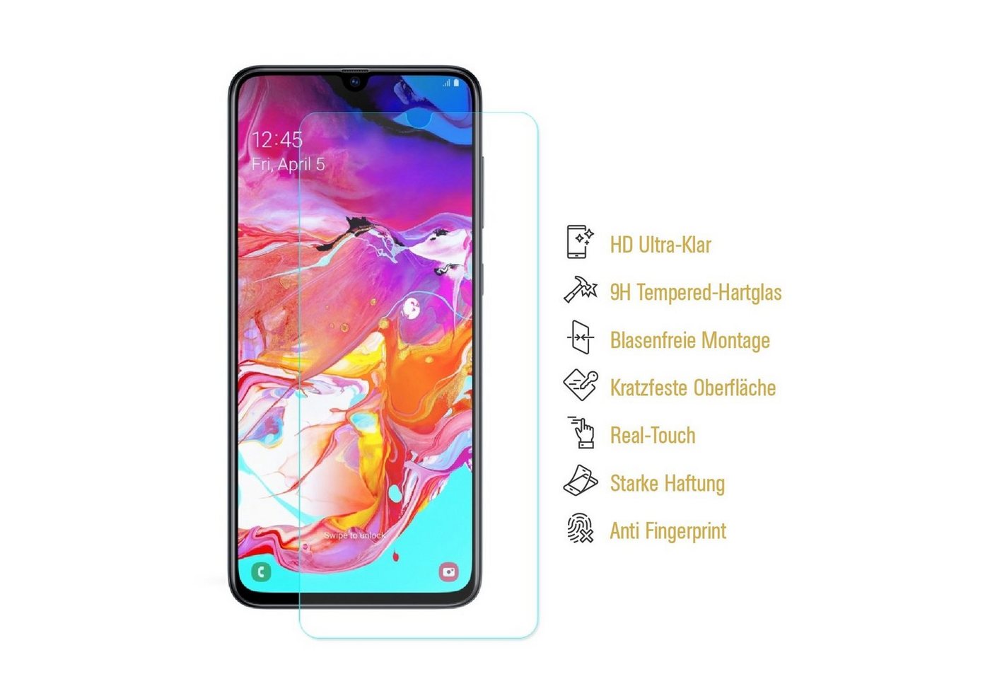 Protectorking Schutzfolie 1x 9H Panzerglas für Samsung Galaxy A10 Displayschutz Panzerfolie, (1-Stück), Displayschutzglas, Schutzglas Echtglas Tempered 9H Härte HD-KLAR Bild 2