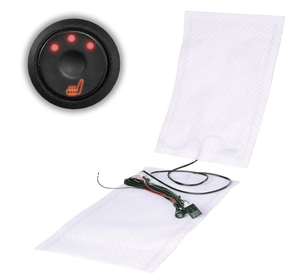 Systafex® Autositzbezug Auto Carbon Sitzheizung Universal Heizmatten Pkw 3x Stufen Schaltung, Komplettset, Sitzheizung mit Verkabelung und Schaltung Bild 3