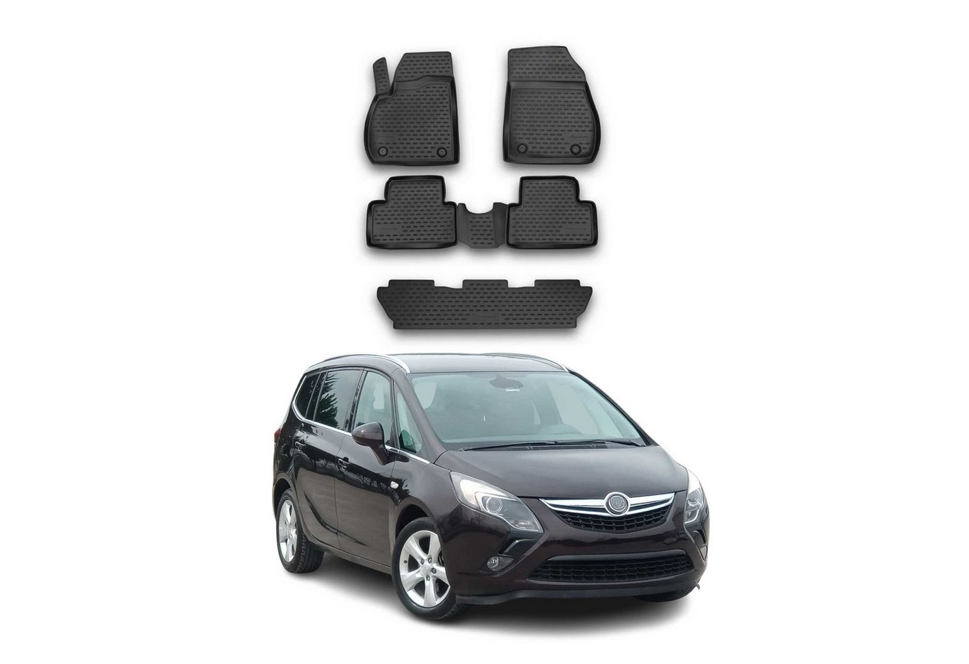 OMAC Auto-Fußmatten für Opel Zafira C 2011-2019 5-Sitze Schwarz TPE (5 St), für Opel Zafira C 2011-2019 5-Sitze Opel Zafira C 2011-2019 5-Sitze, Antirutsch,Wasserfest,Einfache Installation Bild 4
