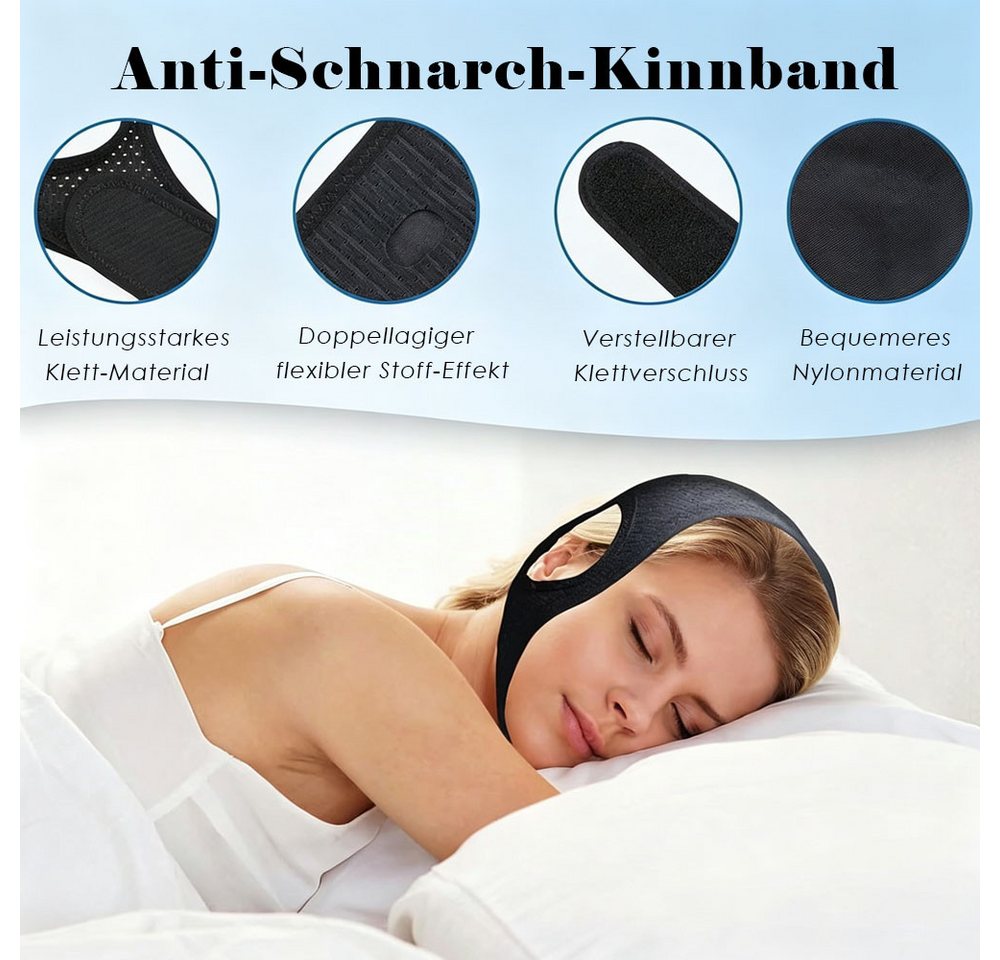 AFKSMILE Trainingshilfe Anti Schnarchen Kinnriemen, Einstellbare Geräte für Frauen und Männer, Wirksam Hilft Gegen Schnarchgerät Zur Schnarchreduzierung, Weich