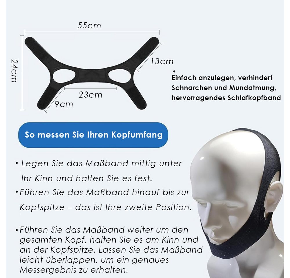 AFKSMILE Trainingshilfe Anti Schnarchen Kinnriemen, Einstellbare Geräte für Frauen und Männer, Wirksam Hilft Gegen Schnarchgerät Zur Schnarchreduzierung, Weich Bild 2
