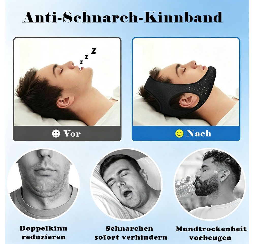 AFKSMILE Trainingshilfe Anti Schnarchen Kinnriemen, Einstellbare Geräte für Frauen und Männer, Wirksam Hilft Gegen Schnarchgerät Zur Schnarchreduzierung, Weich Bild 3