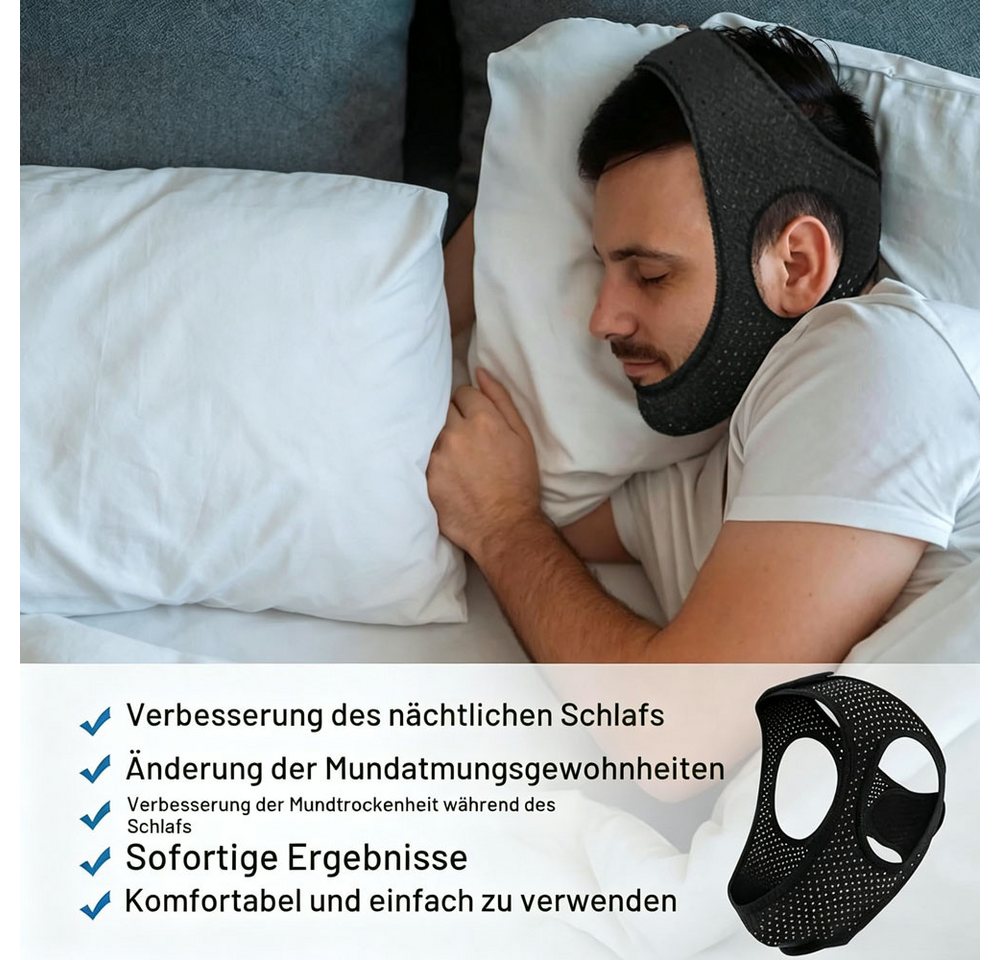 AFKSMILE Trainingshilfe Anti Schnarchen Kinnriemen, Einstellbare Geräte für Frauen und Männer, Wirksam Hilft Gegen Schnarchgerät Zur Schnarchreduzierung, Weich Bild 4